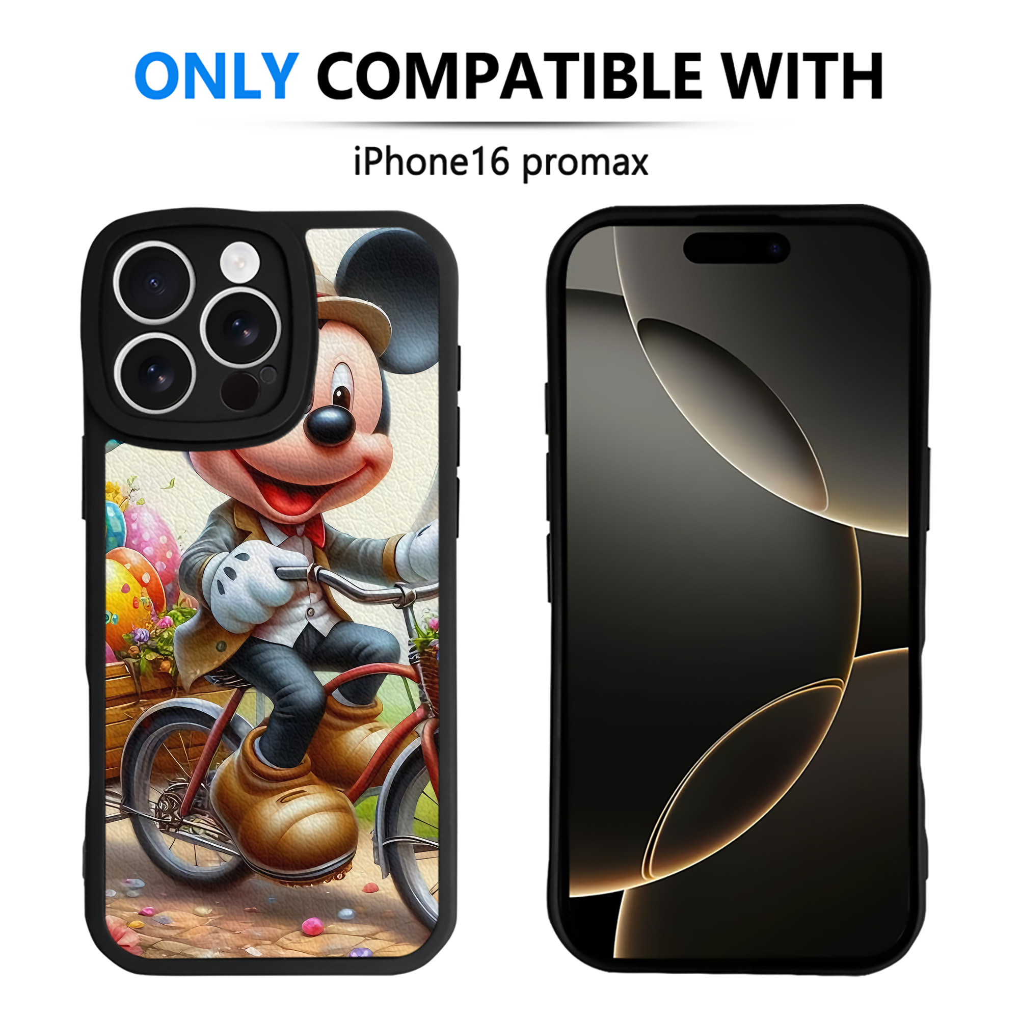 （画像用） ミッキーマウス Mickey Mouse 【iPhone 16シリーズ対応】シリコンスマホケース（レザー調） 材質：シリコン